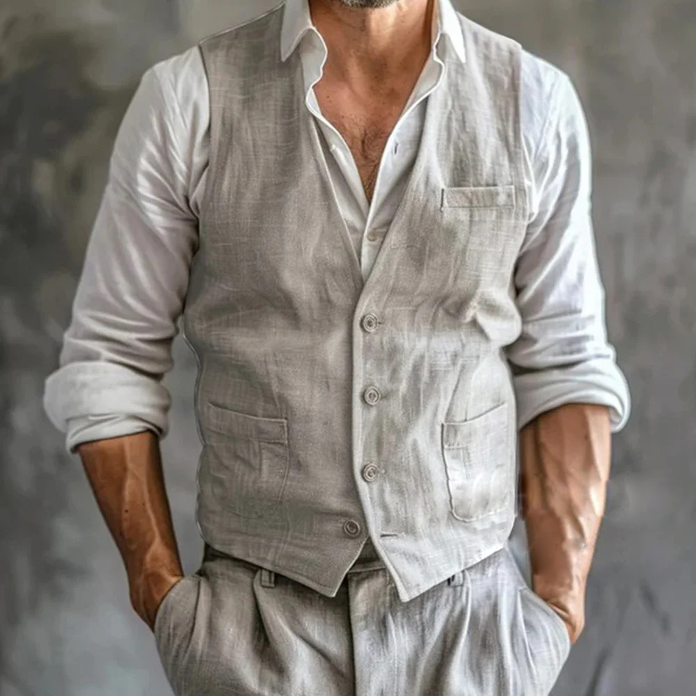 Formal Vest Waistcoat - Gilet en Lin pour Homme, de
