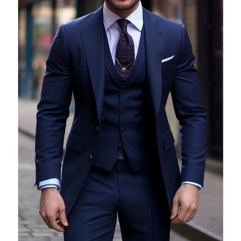 Men Formal Wear Wedding - Bleu marine 3 pièces décontracté hommes