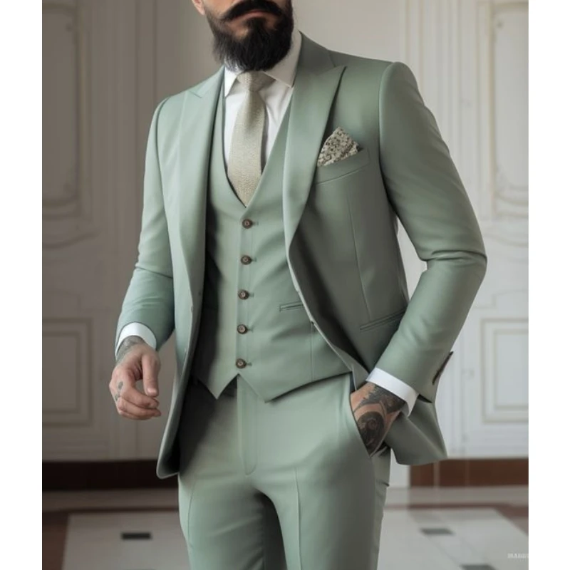 Men Formal Wear Jacket - Costumes vert clair pour hommes, 3