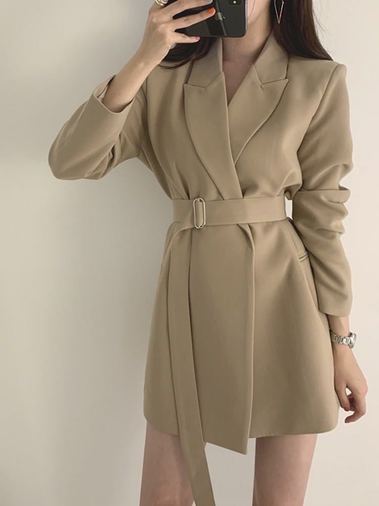 Men'S Formal Wear Belt - Blazer mi-long uni pour femme, style