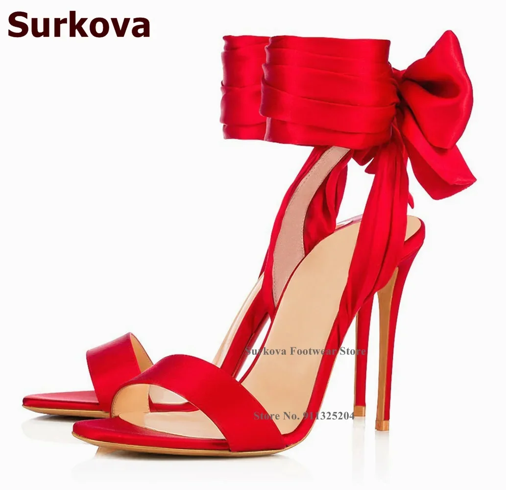 Satin Bow Tie - Surkova – grandes sandales à nœud