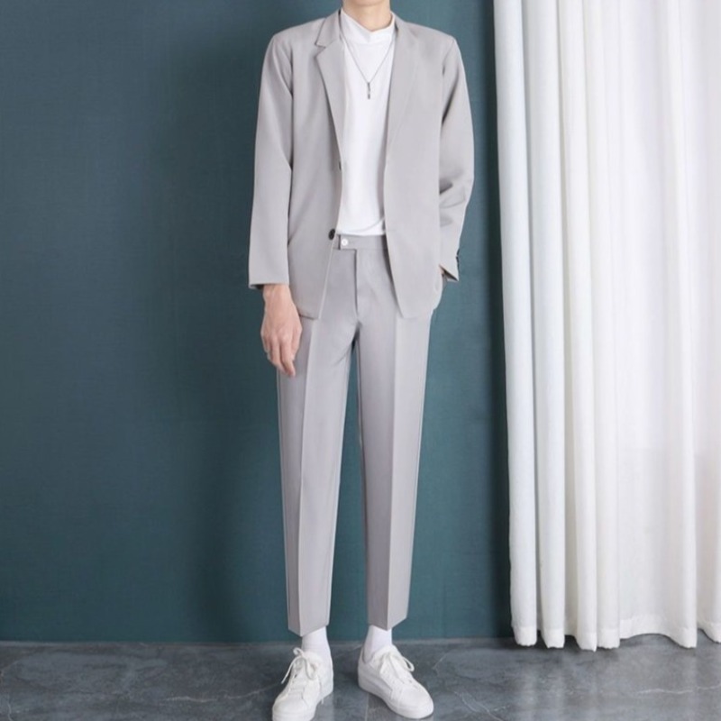 Korean Men Formal Wear - Ensemble de costume deux pièces abricot