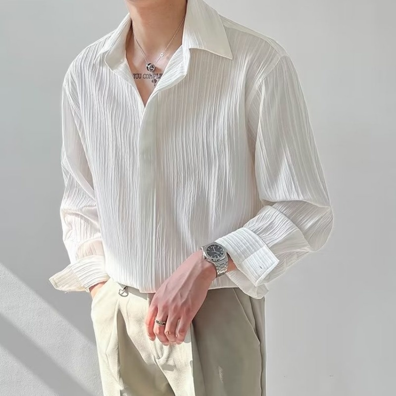 Korean Men Formal Wear - Chemise à manches longues pour hommes,