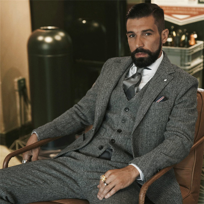 Men Formal Wear Wedding - Costume d'hiver en Tweed de laine