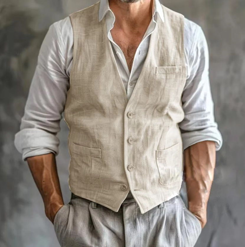Gilet en Lin pour Homme, de Ha - Formal Vest Waistcoat avis et prix