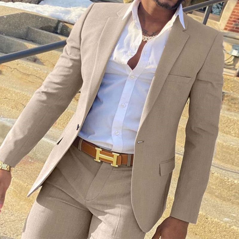Costume Beige 2 pièces pour ho - Men Formal Wear Wedding avis et prix