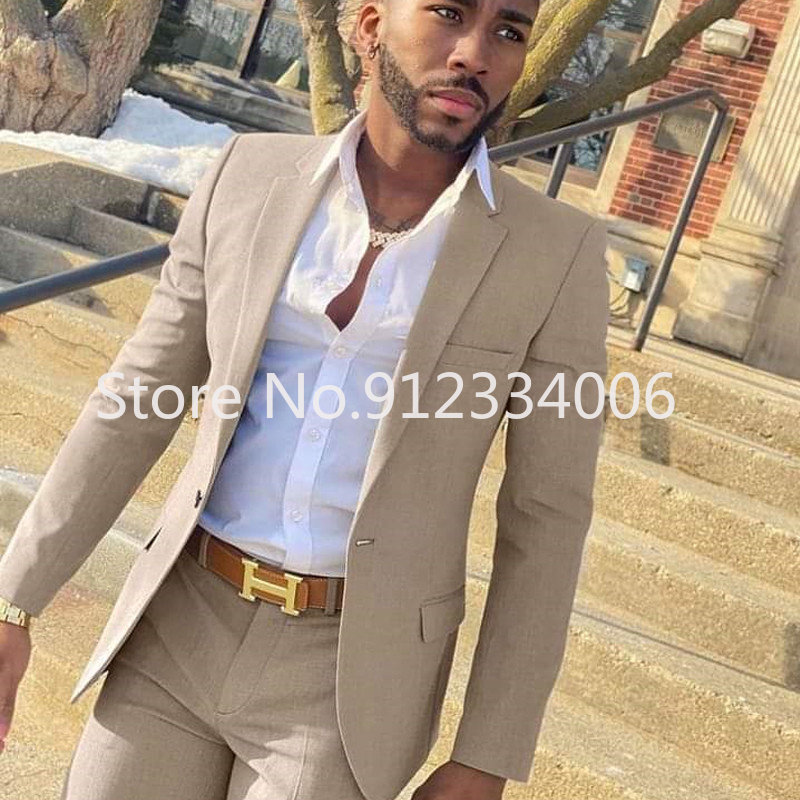 Costume Beige 2 pièces pour ho - Men Formal Wear Wedding avis et prix