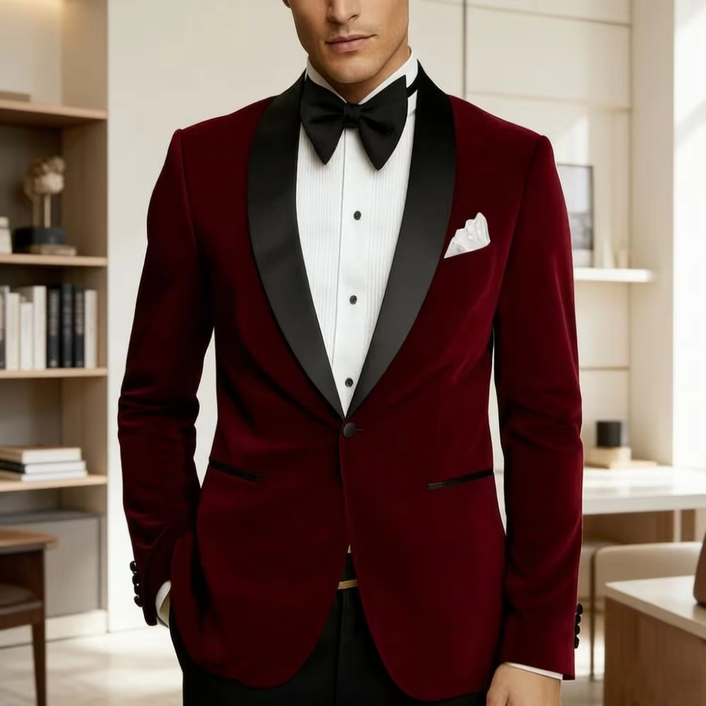 Blazer en velours pour homme,  - Formal Wear For Men Black Suit avis et prix