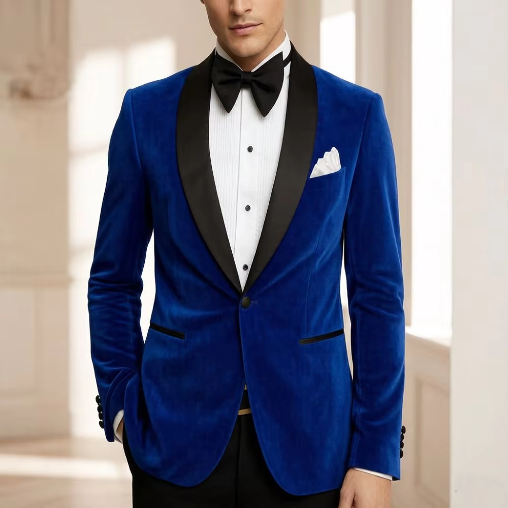 Blazer en velours pour homme,  - Formal Wear For Men Black Suit avis et prix