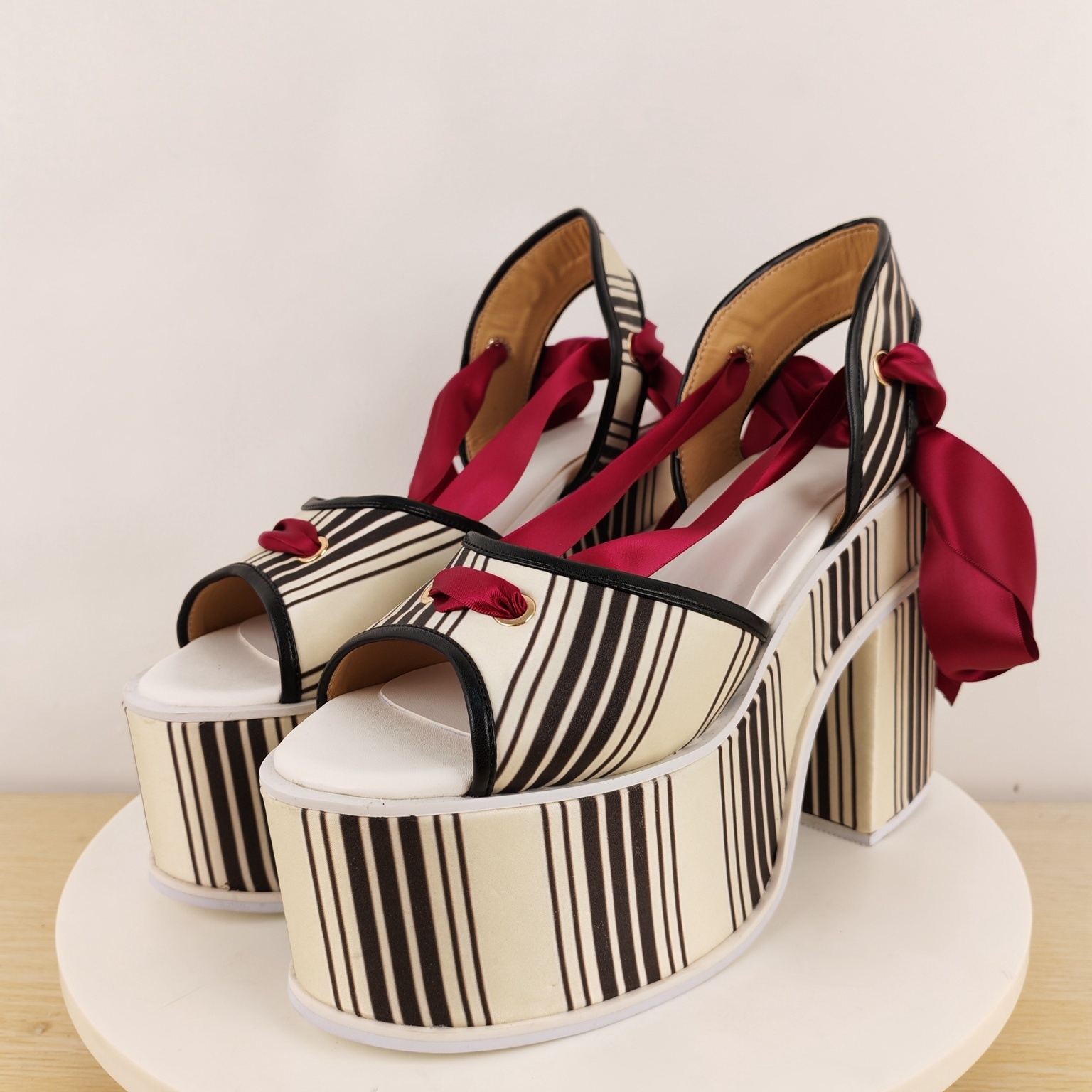 Sandales compensées en toile r - Satin Bow Tie avis et prix