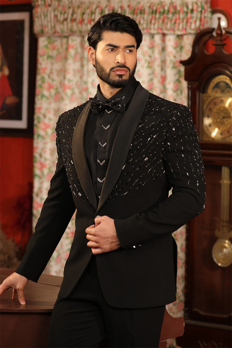 Cristaux noir hommes costume e - Formal Wear For Men Black Suit avis et prix