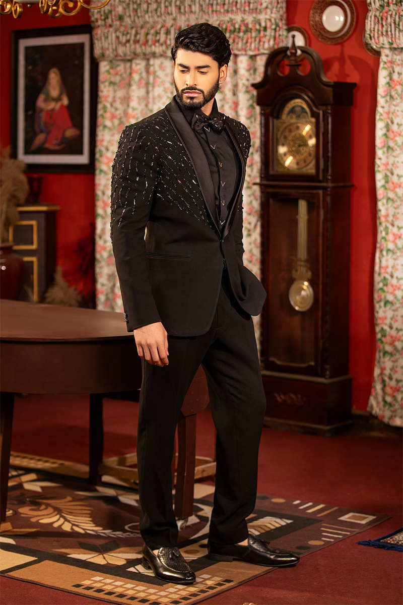 Cristaux noir hommes costume e - Formal Wear For Men Black Suit avis et prix