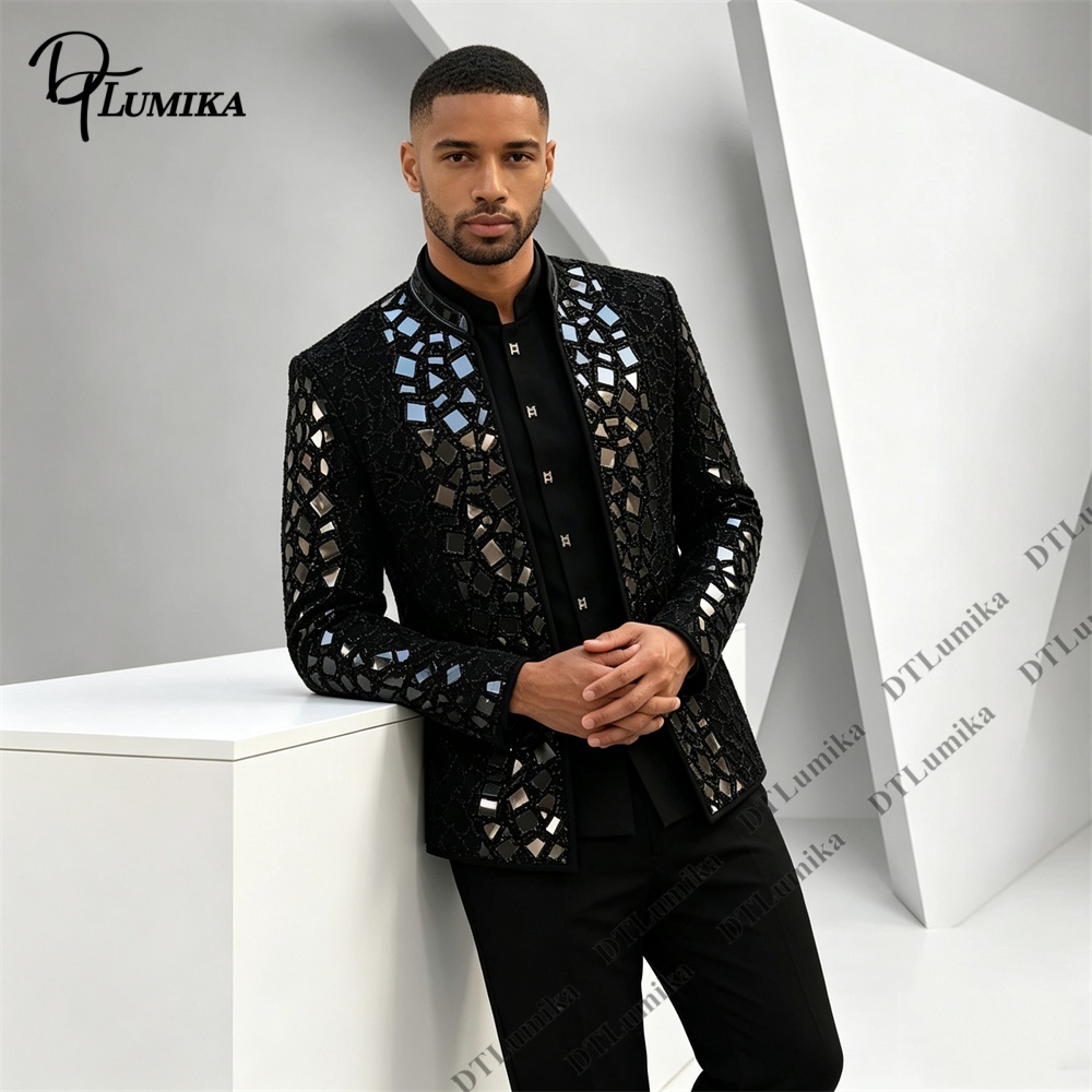 Costume pour homme noir à col  - Formal Wear For Men Black Suit avis et prix