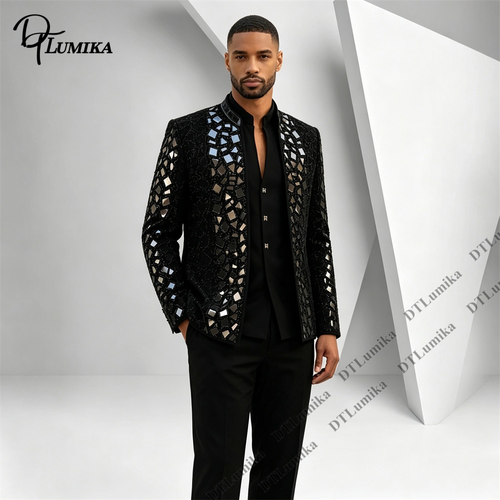 Costume pour homme noir à col  - Formal Wear For Men Black Suit avis et prix