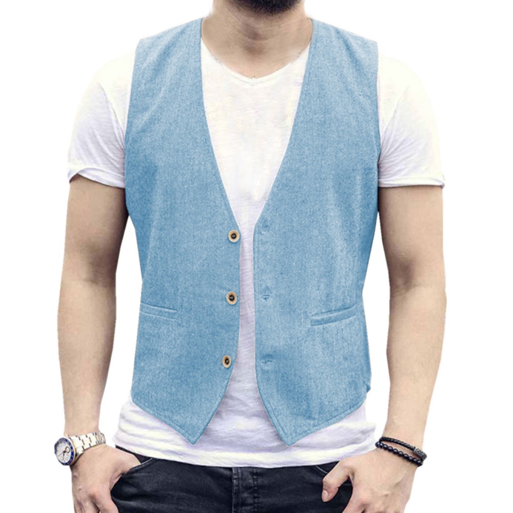 Gilet en lin pour homme à col  - Formal Vest Waistcoat avis et prix
