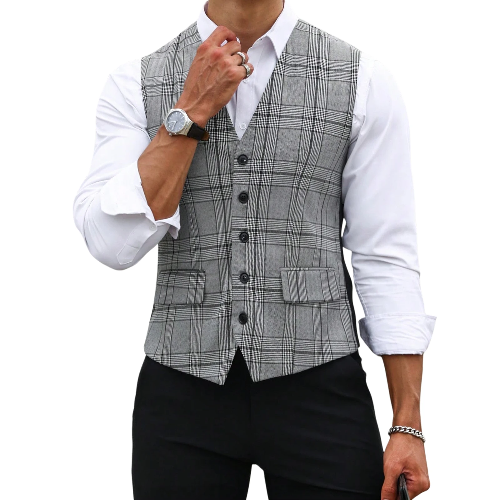 Gilet de costume gris à carrea - Formal Vest Waistcoat avis et prix