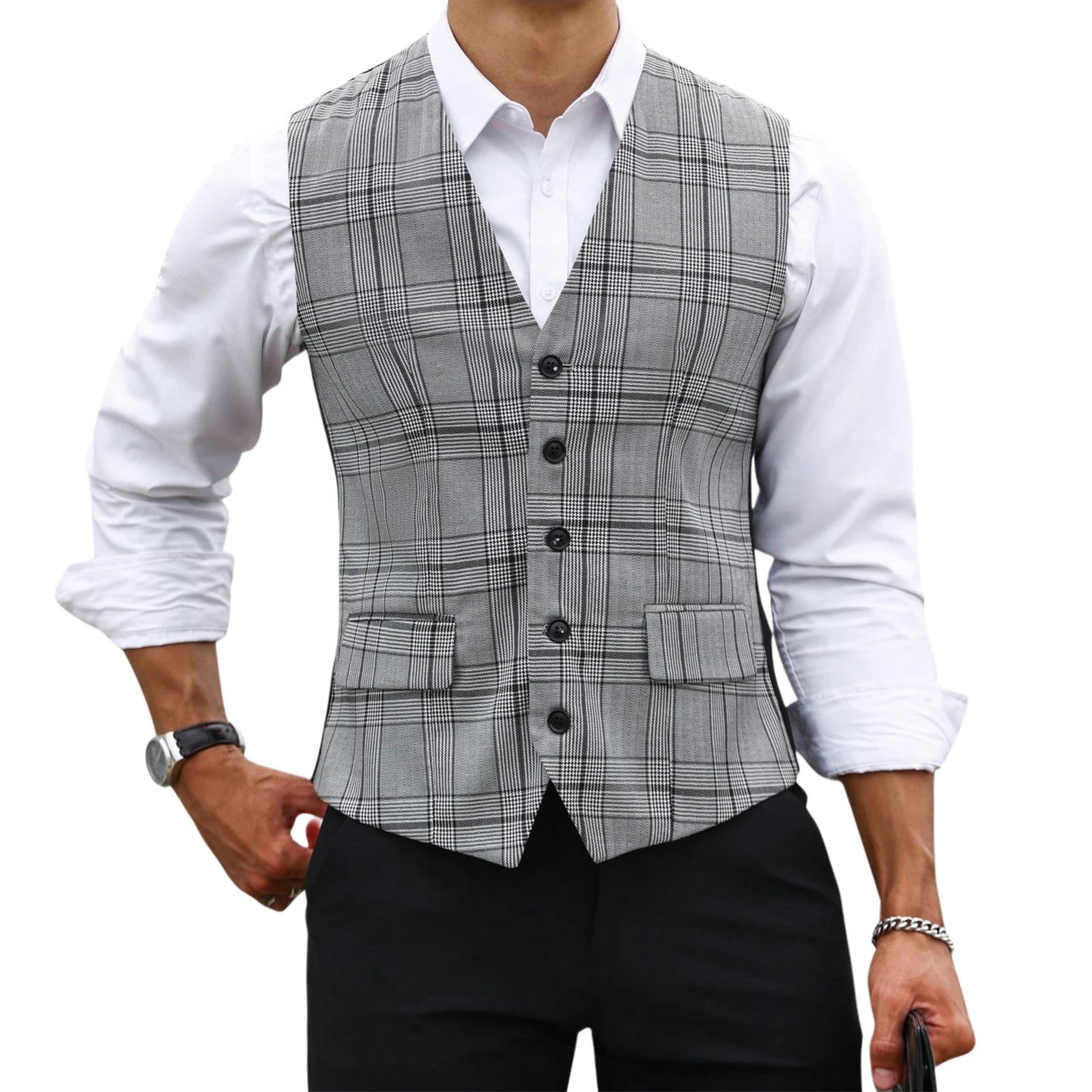 Gilet de costume gris à carrea - Formal Vest Waistcoat avis et prix