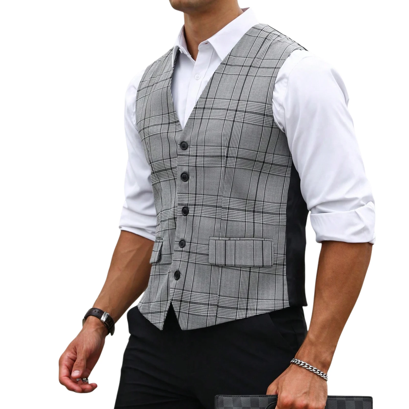 Gilet de costume gris à carrea - Formal Vest Waistcoat avis et prix