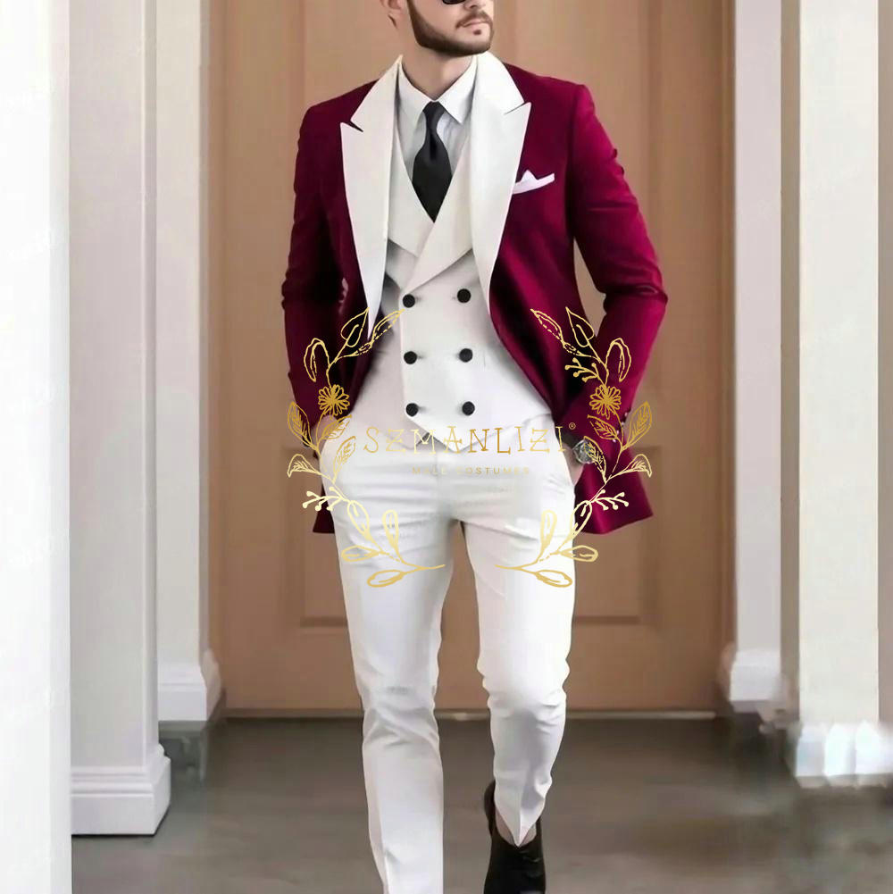 Costume 3 pièces bordeaux élég - Men Formal Wear Jacket avis et prix
