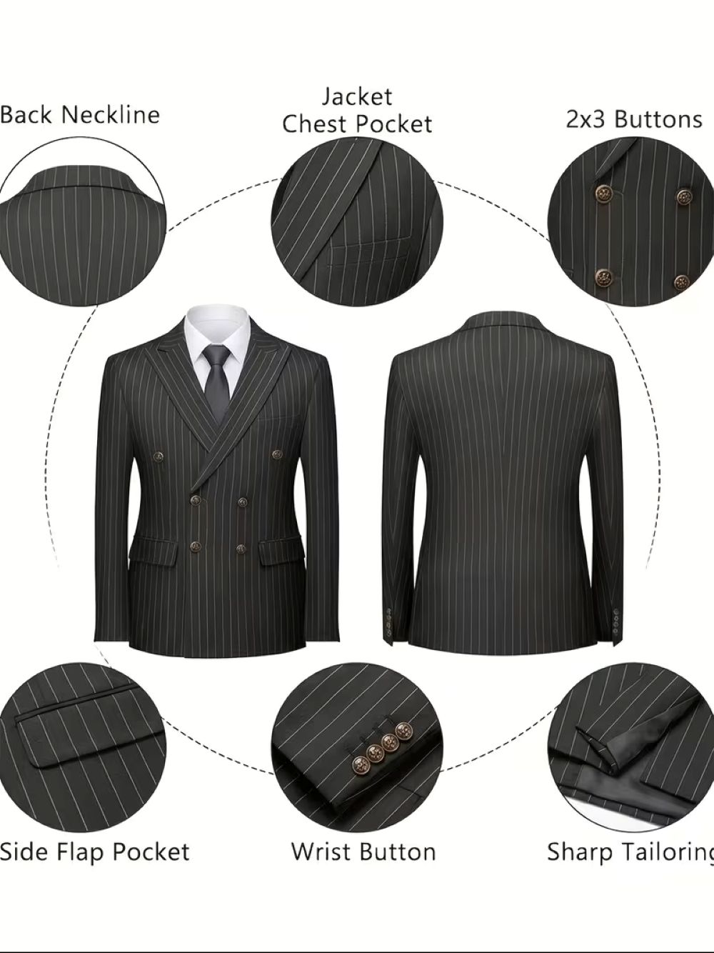   Blazer noir à rayures fines  - Formal Wear For Men Black Suit avis et prix