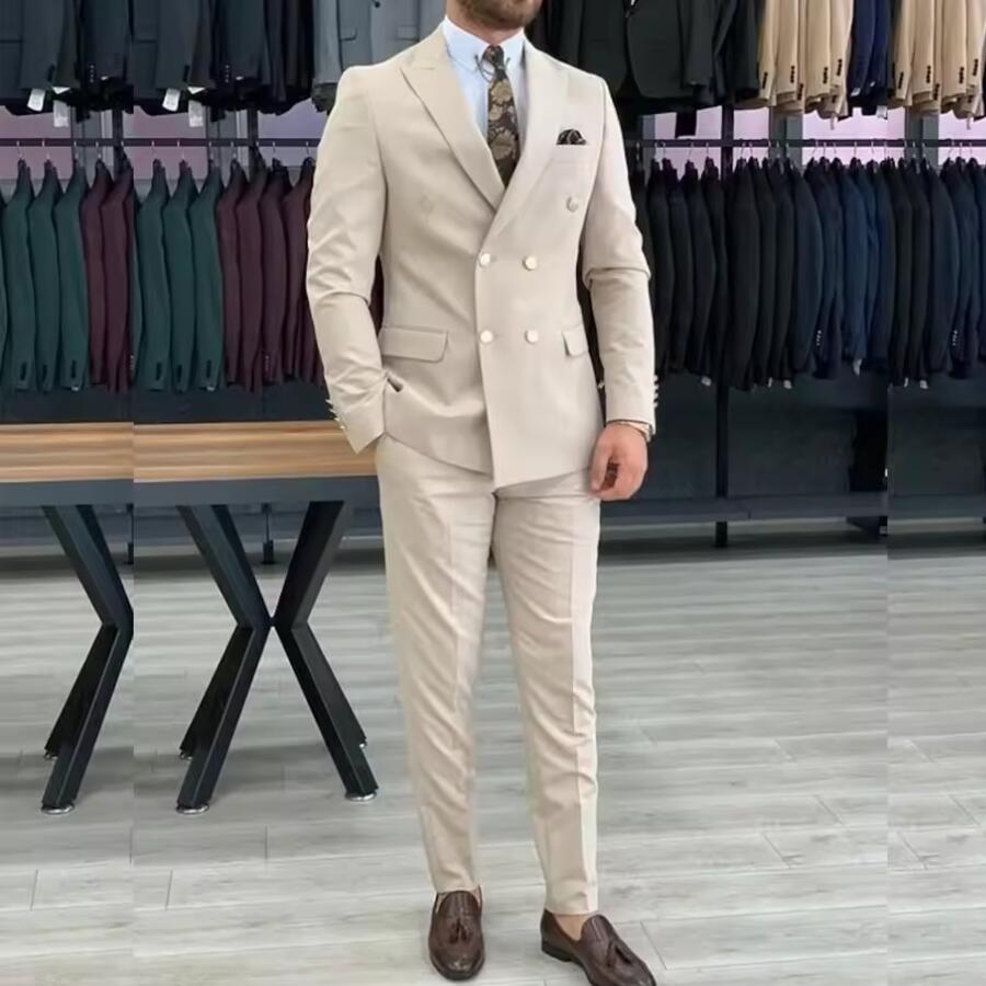 Nouveau Costume Homme Beige Cr - Men Formal Wear Wedding avis et prix