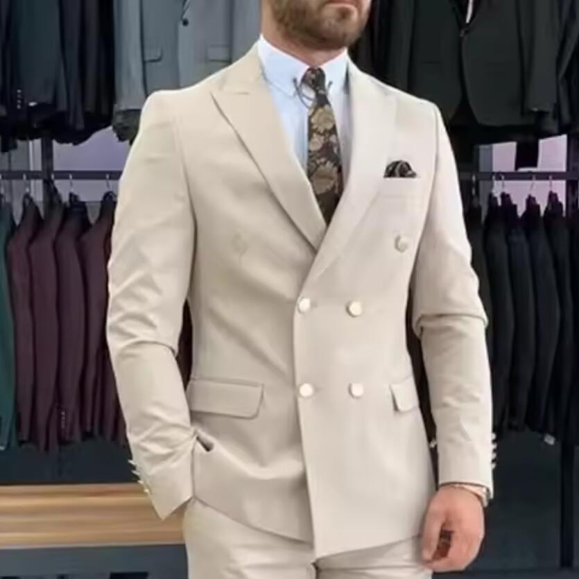 Nouveau Costume Homme Beige Cr - Men Formal Wear Wedding avis et prix